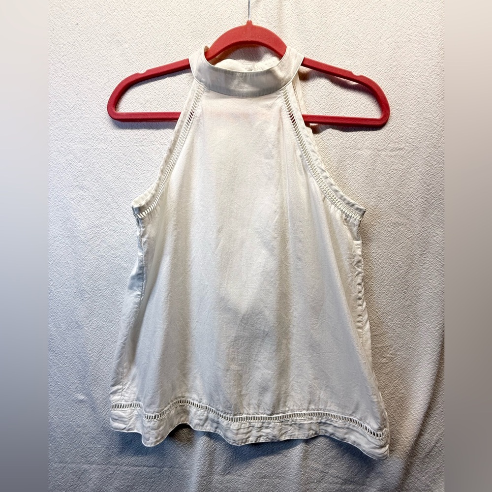 Rockstar BOHO ANTHRO Cloth & Stone Beachside White Halter Top Embroidery Y2K